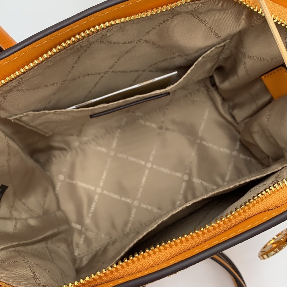 MICHAEL KORS AVRIL SMALL TOP ZIP SATCHEL CROSSBODY BAG HONEYCOMB COLOR - Picture 9 of 14
